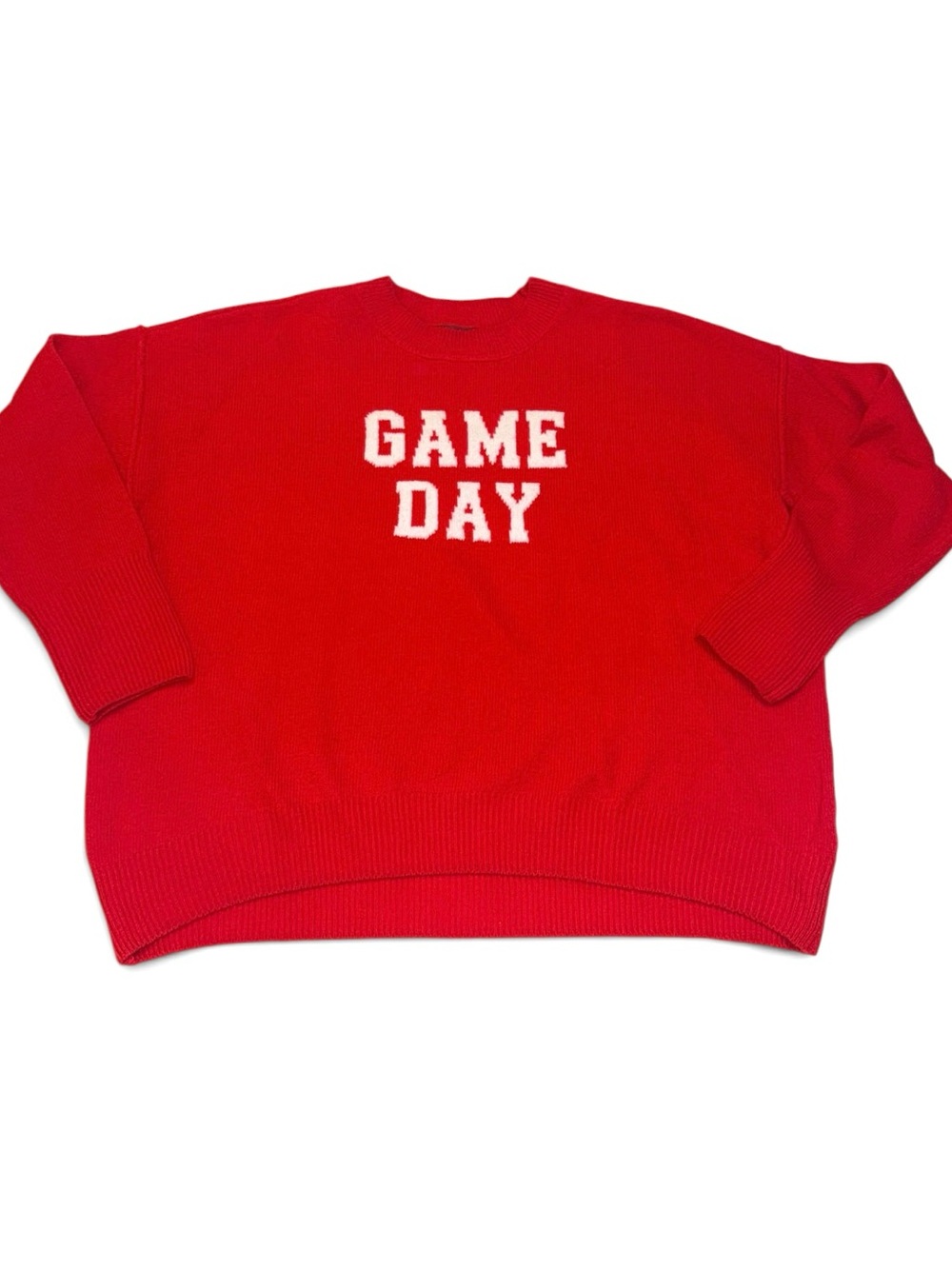 Vince Camuto Game Day Soft Red Sweater Crewneck Pullover Long Sleeve Size Small